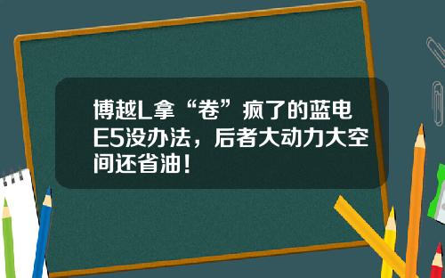 博越L拿“卷”疯了的蓝电E5没办法，后者大动力大空间还省油！