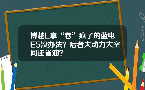 博越L拿“卷”疯了的蓝电E5没办法？后者大动力大空间还省油？
