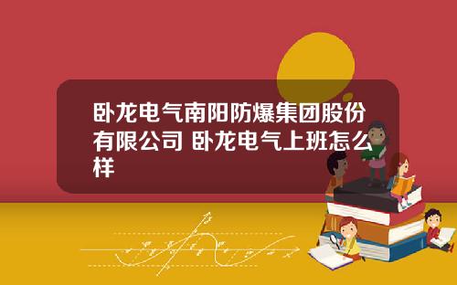 卧龙电气南阳防爆集团股份有限公司 卧龙电气上班怎么样