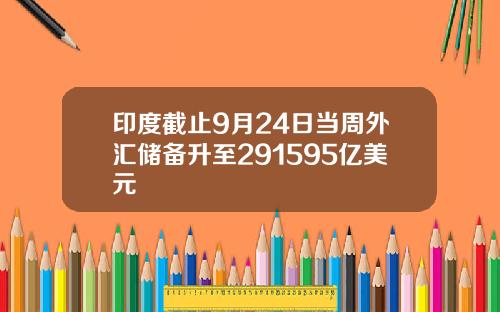 印度截止9月24日当周外汇储备升至291595亿美元