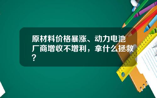 原材料价格暴涨、动力电池厂商增收不增利，拿什么拯救？