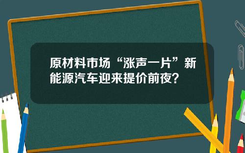 原材料市场“涨声一片”新能源汽车迎来提价前夜？