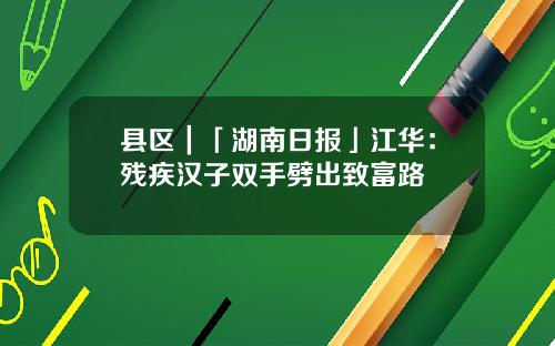 县区｜「湖南日报」江华：残疾汉子双手劈出致富路