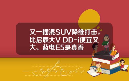 又一插混SUV降维打击，比启辰大V DD-i便宜又大、蓝电E5是真香