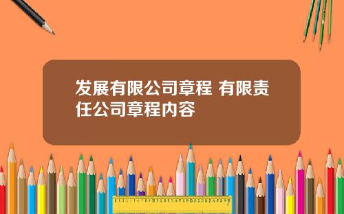 发展有限公司章程 有限责任公司章程内容