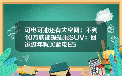 可电可油还有大空间；不到10万就能提插混SUV；回家过年就买蓝电E5