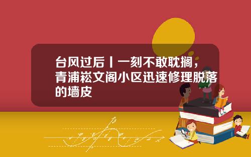 台风过后丨一刻不敢耽搁，青浦崧文阁小区迅速修理脱落的墙皮