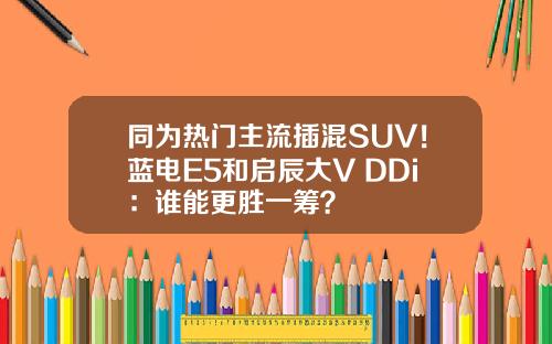 同为热门主流插混SUV！蓝电E5和启辰大V DDi：谁能更胜一筹？