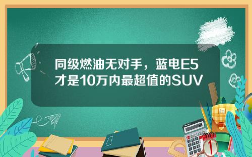 同级燃油无对手，蓝电E5才是10万内最超值的SUV