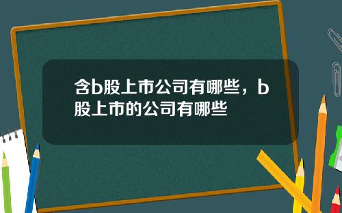 含b股上市公司有哪些，b股上市的公司有哪些