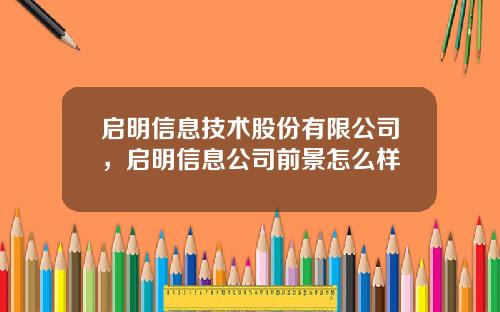 启明信息技术股份有限公司，启明信息公司前景怎么样