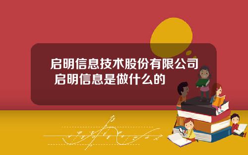启明信息技术股份有限公司 启明信息是做什么的