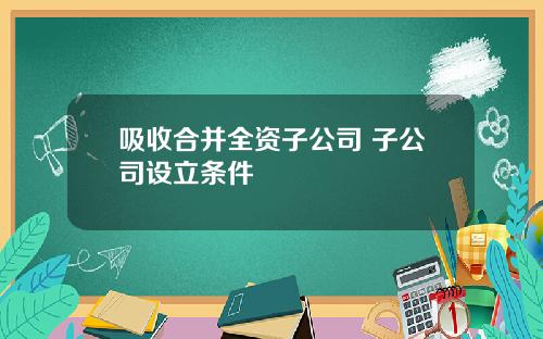 吸收合并全资子公司 子公司设立条件