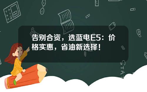 告别合资，选蓝电E5：价格实惠，省油新选择！