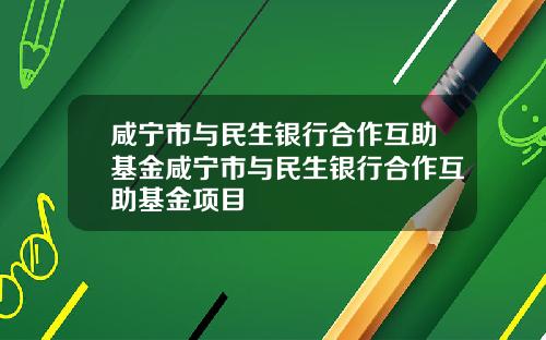 咸宁市与民生银行合作互助基金咸宁市与民生银行合作互助基金项目