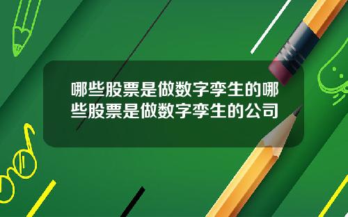 哪些股票是做数字孪生的哪些股票是做数字孪生的公司