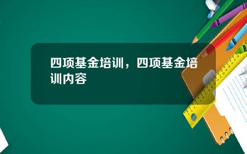 四项基金培训，四项基金培训内容