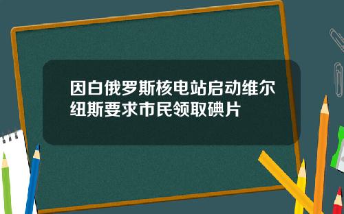 因白俄罗斯核电站启动维尔纽斯要求市民领取碘片