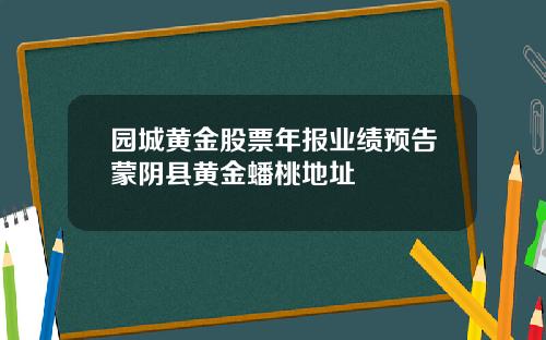 园城黄金股票年报业绩预告蒙阴县黄金蟠桃地址