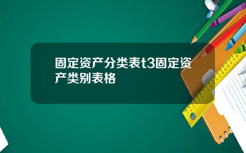 固定资产分类表t3固定资产类别表格