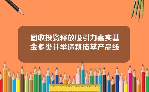 固收投资释放吸引力嘉实基金多类并举深耕债基产品线