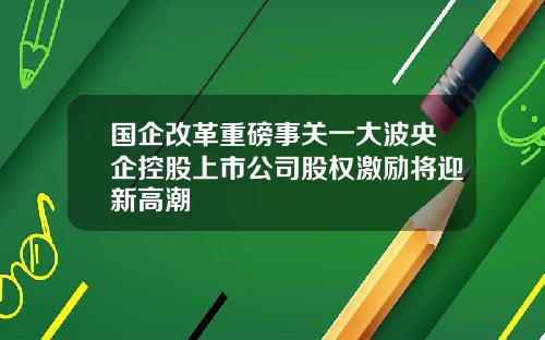 国企改革重磅事关一大波央企控股上市公司股权激励将迎新高潮