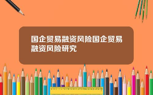 国企贸易融资风险国企贸易融资风险研究