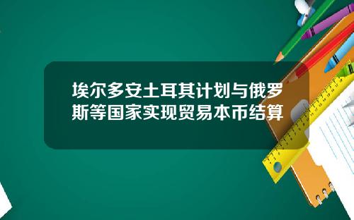 埃尔多安土耳其计划与俄罗斯等国家实现贸易本币结算