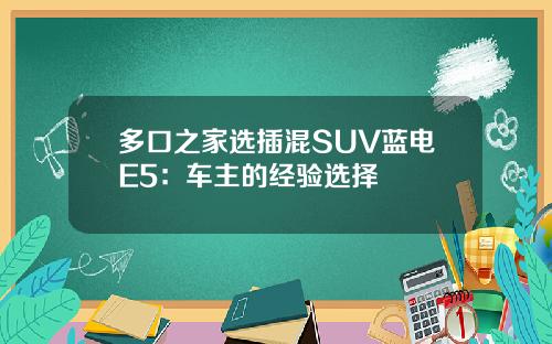 多口之家选插混SUV蓝电E5：车主的经验选择