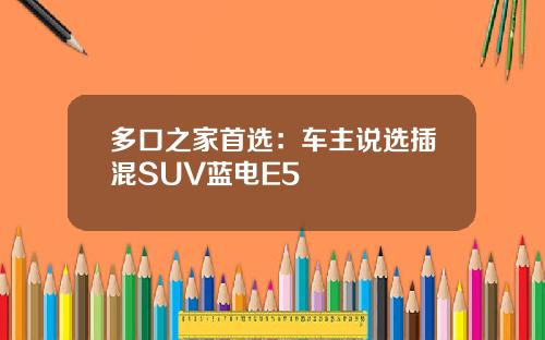 多口之家首选：车主说选插混SUV蓝电E5