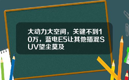 大动力大空间，关键不到10万，蓝电E5让其他插混SUV望尘莫及