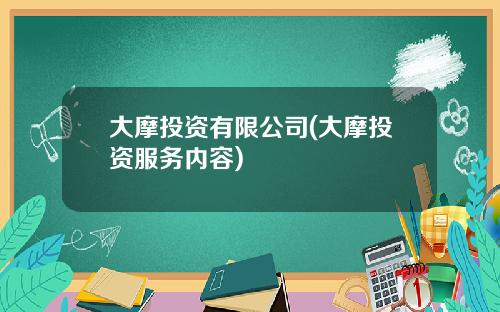 大摩投资有限公司(大摩投资服务内容)