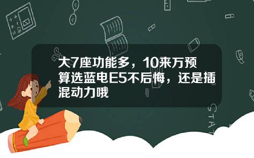 大7座功能多，10来万预算选蓝电E5不后悔，还是插混动力哦