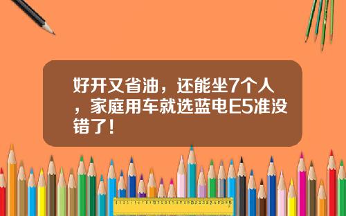 好开又省油，还能坐7个人，家庭用车就选蓝电E5准没错了！