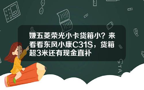 嫌五菱荣光小卡货箱小？来看看东风小康C31S，货箱超3米还有现金直补