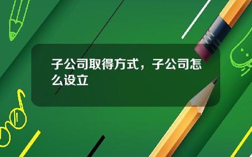 子公司取得方式，子公司怎么设立