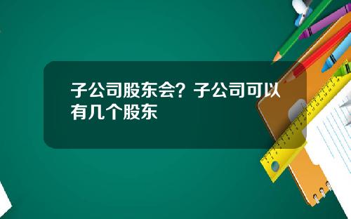 子公司股东会？子公司可以有几个股东