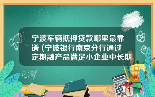 宁波车辆抵押贷款哪里最靠谱 (宁波银行南京分行通过定期融产品满足小企业中长期贷款需求)