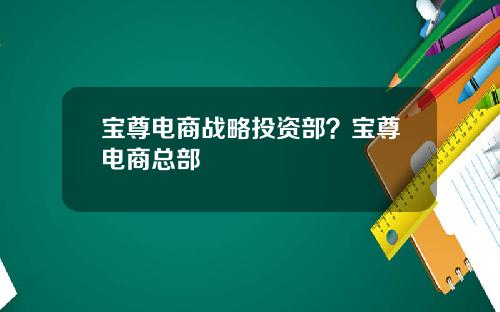 宝尊电商战略投资部？宝尊电商总部