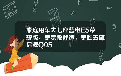 家庭用车大七座蓝电E5荣耀版，更宽敞舒适，更胜五座启源Q05