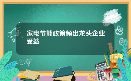 家电节能政策频出龙头企业受益