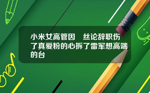 小米女高管因屌丝论辞职伤了真爱粉的心拆了雷军想高端的台