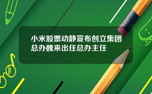 小米股票动静宣布创立集团总办魏来出任总办主任