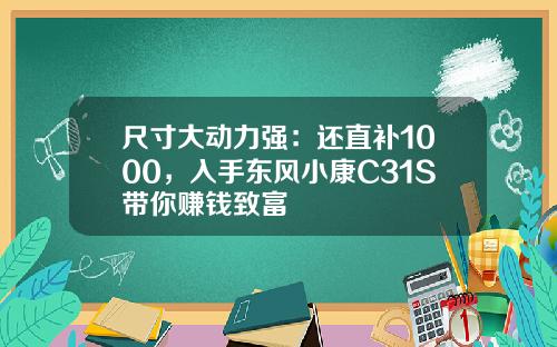 尺寸大动力强：还直补1000，入手东风小康C31S带你赚钱致富