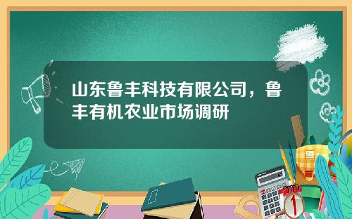 山东鲁丰科技有限公司，鲁丰有机农业市场调研