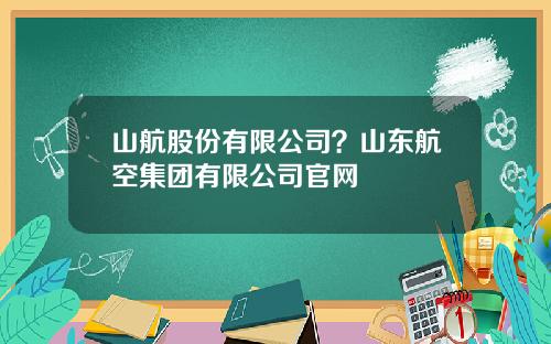 山航股份有限公司？山东航空集团有限公司官网
