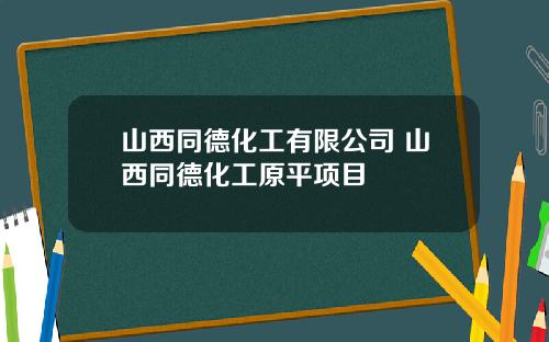 山西同德化工有限公司 山西同德化工原平项目