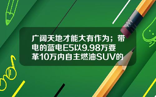 广阔天地才能大有作为；带电的蓝电E5以9.98万要革10万内自主燃油SUV的命！
