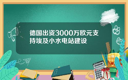 德国出资3000万欧元支持埃及小水电站建设