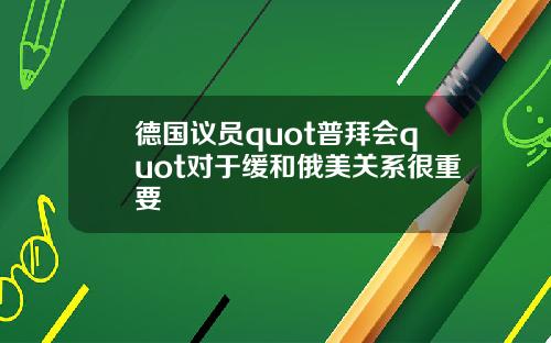 德国议员quot普拜会quot对于缓和俄美关系很重要